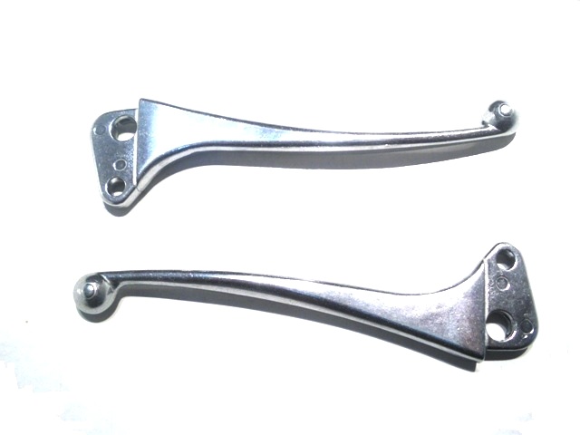 Handle bar levers polished alluminium pair for Vespa Rally with small ball.