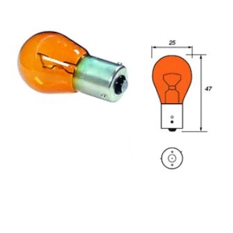Bulb indicator, 12V/21W, Bau15s, yellow, for Vespa PX after 1996, T5.