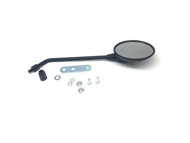 Black round mirror, left or right, for Vespa complete with screws and holder.