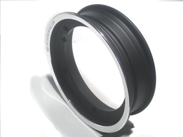 Ζάντα tubeless SIP αλουμινίου  μαύρη με γυαλισμένο χείλος για Vespa PX / T5 / COSA 2.50 x 10 (εγκεκριμένη ποιότητα από το ΚΤΕΟ Γερμανίας)