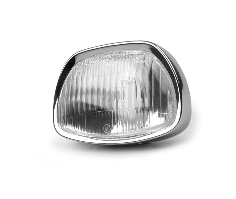 Headlamp Unit SIEM for Vespa 125 GT,150 GL, Sprint, 180 SS, trapezoidal,  95x150mm, glass, without bulbs, including chromed rim