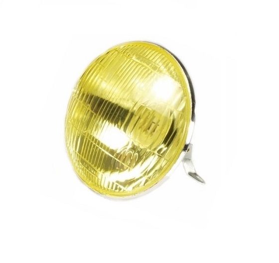 Headlight yellow for Vespa PX (with bulb holder BA20D - 12(6)-35/35 or 25/25 and BA15S 12 (6)/ 5 W) without lamps.