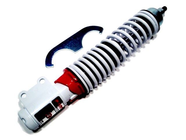 Front shock absover CARBONE adjustable white - red for Vespa GTS,GTV,GT,SUPER (models -2013, 2017-). Made in Italy.